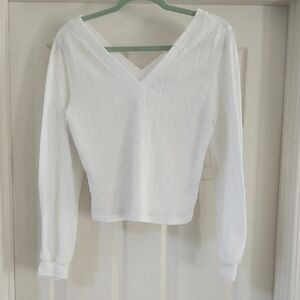 White V-Neck Women's Top